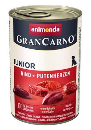Animonda GranCarno Junior príchuť: hovädzie + morčacie srdce 400g