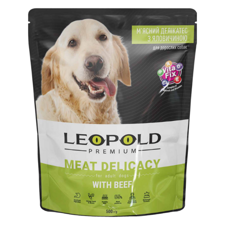 Leopold Premium s hovädzím mäsom 500g - 65% mäsa - pre psa