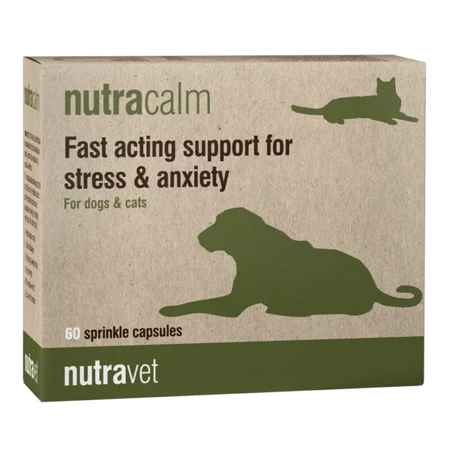 NUTRAVET Nutracalm pre psy a mačky 60 kapsúl - rýchlo pôsobiaca podpora pri strese a úzkosti