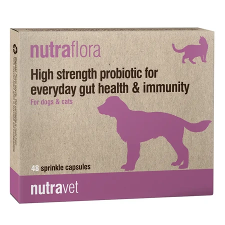 NUTRAVET Nutraflora pre psy a mačky 48 kapsúl - vysokoúčinné probiotikum na každodennú podporu zdravia čriev a imunity